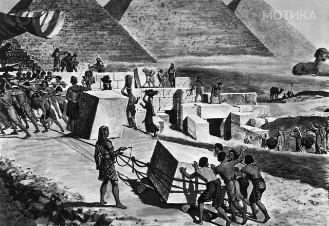 Illustration of Jewish Slaves Building Pyramids in Egypt